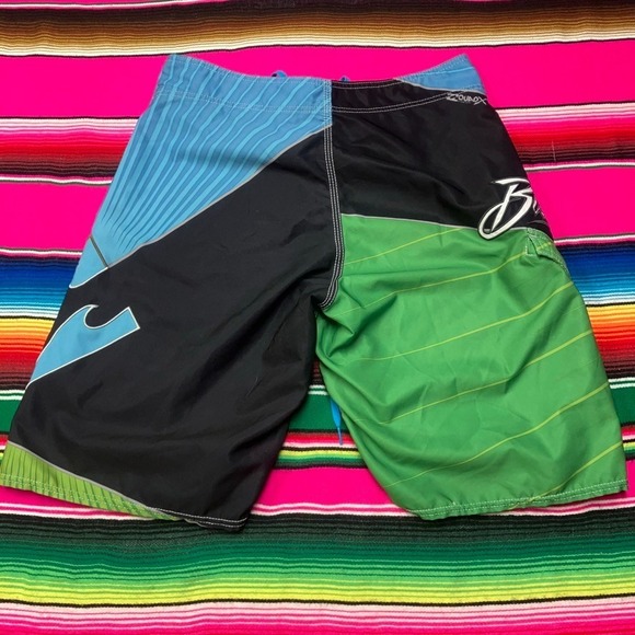 Rare Andy Irons Billabong Board Shorts Men's 32 (30" W) Platinum Green Blue Y2K - Picture 3 of 9